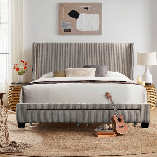 Ebern Designs Ahmarria Upholstered Platform Storage Velvet Queen Bed